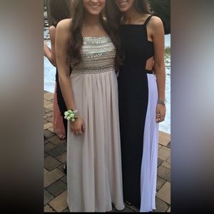 Aidan Mattox champagne prom dress